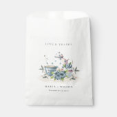 Elegant Cute Aqua Blue Floral Teapot Cup Weddensch Bedankzakje (Voorkant)