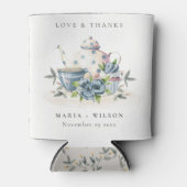 Elegant Cute Aqua Blue Floral Teapot Cups Wedding Blikjeskoeler (Voorkant)