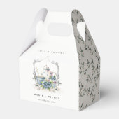 Elegant Cute Aqua Blue Foral Teapot Cup Weddenscha Bedankdoosjes (Achterkant)