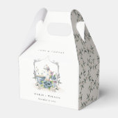 Elegant Cute Aqua Blue Foral Teapot Cup Weddenscha Bedankdoosjes (Voorkant Zijde)