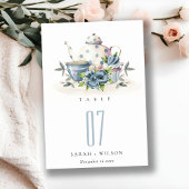 Elegant Cute Aqua Blue Foral Teapot Cup Weddenscha Kaart