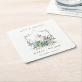 Elegant Cute Aqua Blue Foral Teapot Cup Weddenscha Kartonnen Onderzetters (Schuin)