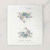 Elegant Cute Aqua Blue Foral Teapot Cup Weddenscha Plaatskaartje (Buitenkant ongevouwen)
