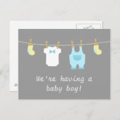 Elegant & Cute Baby Boy Clothes Aankondigingskaart (Voorkant / Achterkant)