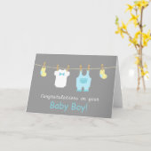 Elegant & Cute Baby Boy Clothes Kaart (Gele Bloem)