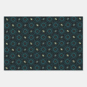 Elegant Cute Black en Blauwgroen geometrische patr Inpakpapier Vel (Voorkant)