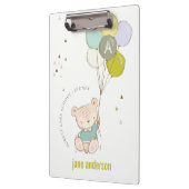 Elegant Cute Blue Beer Ballon Boys Monogram Klembord (Links)