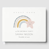 ELEGANT CUTE BLUE BLUSH RAINBOW STAR KIDS BIRTHDAY GASTENBOEK (Voorkant)