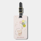 Elegant Cute Blush Beer Ballon Girly Monogram Bagagelabel (Voorkant verticaal)