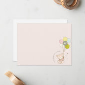 Elegant Cute Blush Beer Ballon Girly Monogram Notitiekaartje (Voorkant / Achterkant in situ)