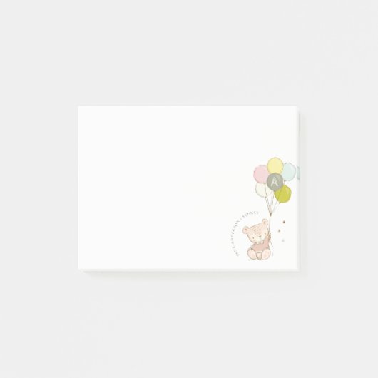 Elegant Cute Blush Beer Ballon Girly Monogram Post-it® Notes (Voorkant)