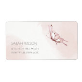 ELEGANT CUTE BLUSH WATERVERF BUTTERFLES ADRES LA ETIKET (Voorkant)