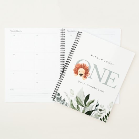 Elegant Cute Boho Lion Foliage 1e eerste verjaarda Planner (Display)