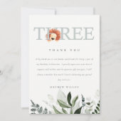 Elegant Cute Boho Lion Foliage 3e derde verjaardag Bedankkaart (Voorkant)