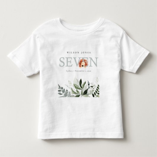 Elegant Cute Boho Lion Foliage 7e Zevende verjaard Kinder Shirts (Voorkant)