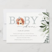 Elegant Cute Boho Lion Foliage Baby shower Invite Bedankkaart (Voorkant)