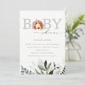 Elegant Cute Boho Lion Foliage Baby shower Invite Bedankkaart (Staand voorkant)