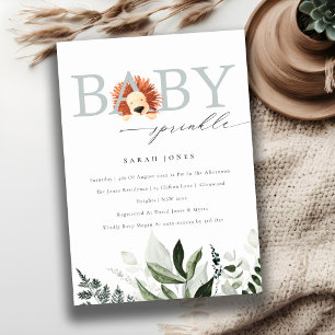 Elegant Cute Boho Lion Foliage Baby Sprinkle Kaart