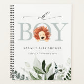 Elegant Cute Boho Lion Foliage Oh Boy Baby shower Planner (Voorkant)