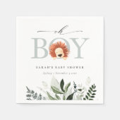 Elegant Cute Boho Lion Foliage Oh Boy Baby shower Servet (Voorkant)