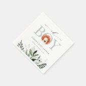Elegant Cute Boho Lion Foliage Oh Boy Baby shower Servet (Hoek)