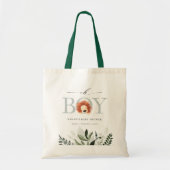 Elegant Cute Boho Lion Foliage Oh Boy Baby shower Tote Bag (Voorkant)