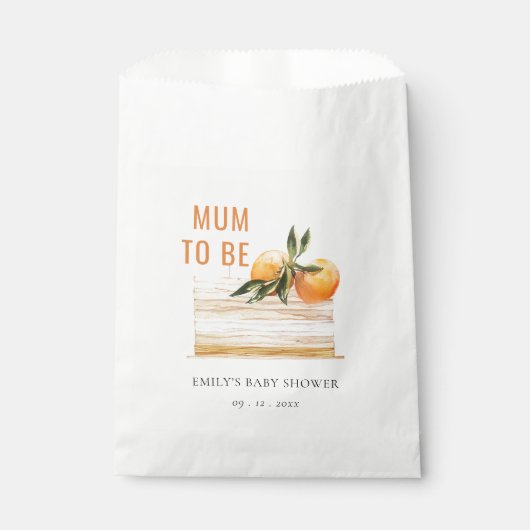 Elegant Cute Boho Sinaasappel Fruit Cake Baby show Bedankzakje (Voorkant)
