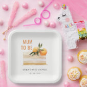 Elegant Cute Boho Sinaasappel Fruit Cake Baby show Papieren Bordje (Feest)
