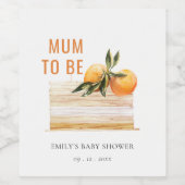 Elegant Cute Boho Sinaasappel Fruit Cake Baby show Wijn Etiket (Enkel label)