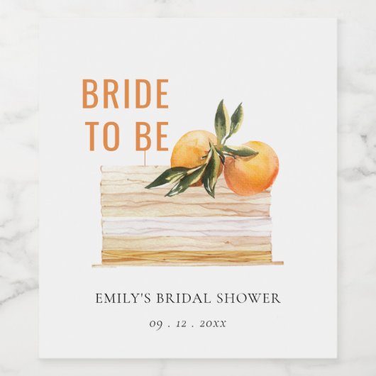 Elegant Cute Boho Sinaasappel Fruit Cake Vrijgezel Wijn Etiket (Enkel label)