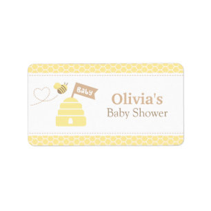 Elegant Cute Bumble Bee Baby shower Labels