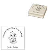 Elegant Cute Cat Bookplate Ex Libris Name Address Rubberstempel (Gestempeld)