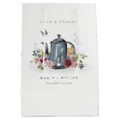 Elegant Cute Cheerful Rozen Floral Teapot Wedding Medium Cadeauzakje (Achterkant)