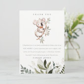 Elegant Cute Cudly Koala Foliage Baby shower Bedankkaart (Staand voorkant)
