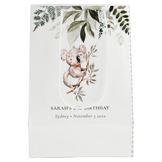 Elegant Cute Cudly Koala vliegt elke dag Medium Cadeauzakje (Achterkant)