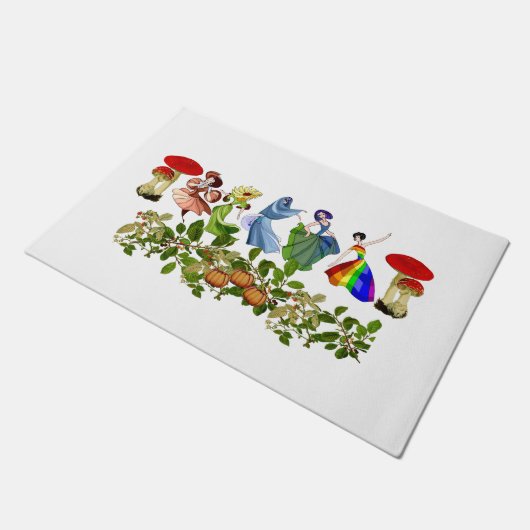 Elegant Cute Dancing Girls Mushroom Herfst Pumpkin Deurmat (Schuin)