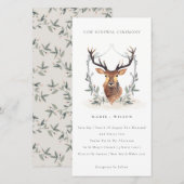 Elegant Cute Deer Floral Crest Vow Renewal Noite Bedankkaart (Voorkant / Achterkant)