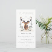 Elegant Cute Deer Floral Crest Vow Renewal Noite Bedankkaart (Staand voorkant)