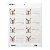 Elegant Cute Dusky Deer Floral Crest Adres Etiket (Full Sheet)