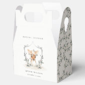 Elegant Cute Dusky Deer Floral Crest Vrijgezellenf Bedankdoosjes (Geopend)