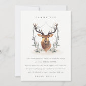 Elegant Cute Dusky Deer Floral Crest Vrijgezellenf Bedankkaart (Voorkant)