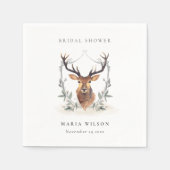 Elegant Cute Dusky Deer Floral Crest Vrijgezellenf Servet (Voorkant)