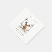 Elegant Cute Dusky Deer Floral Crest Vrijgezellenf Servet (Hoek)