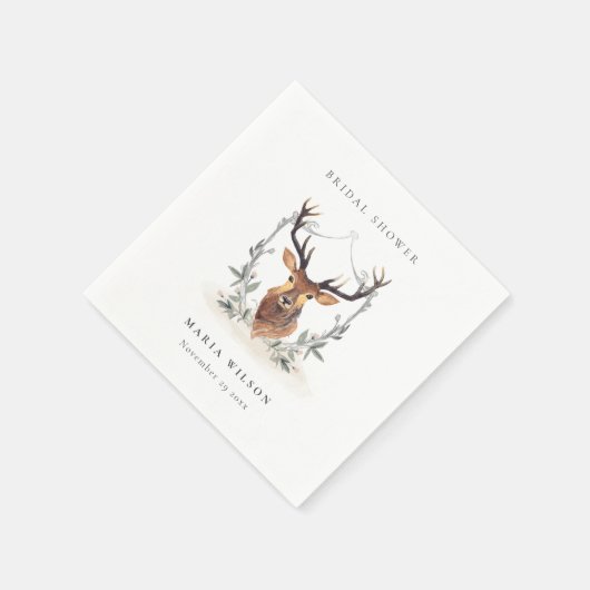 Elegant Cute Dusky Deer Floral Crest Vrijgezellenf Servet (Hoek)