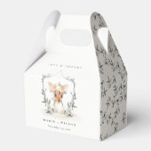 Elegant Cute Dusky Deer Floral Crest Wedding Bedankdoosjes (Achterkant)