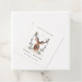 Elegant Cute Dusky Deer Floral Crest Wedding Bedankjes Labels (In situ)