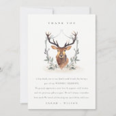 Elegant Cute Dusky Deer Floral Crest Wedding Bedankkaart (Voorkant)
