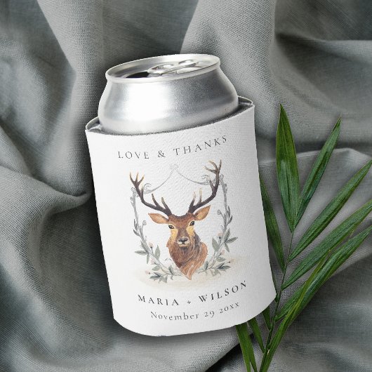 Elegant Cute Dusky Deer Floral Crest Wedding Blikjeskoeler