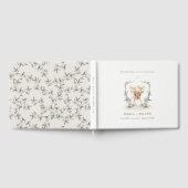 Elegant Cute Dusky Deer Floral Crest Wedding Gastenboek (Volledig)