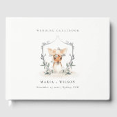 Elegant Cute Dusky Deer Floral Crest Wedding Gastenboek (Voorkant)
